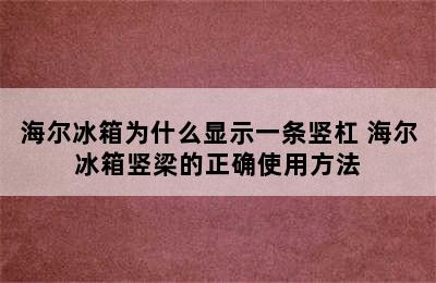 海尔冰箱为什么显示一条竖杠 海尔冰箱竖梁的正确使用方法